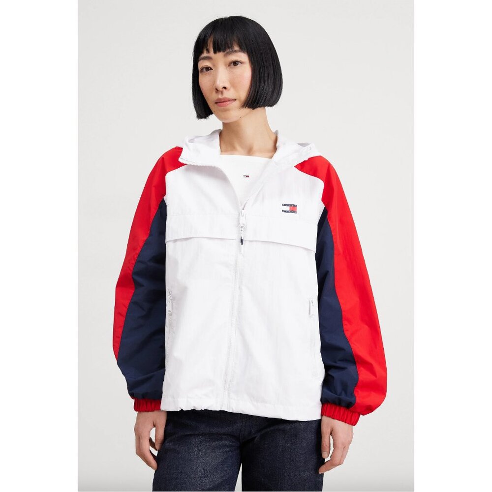 NWT Tommy Jeans "The Chicago Windbreaker" White, Red and Navy Sleeves Unisex 3XL